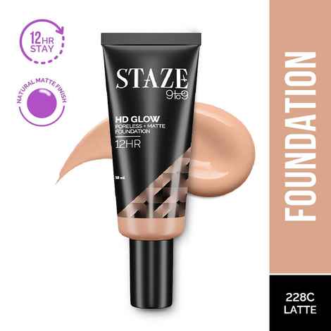 Buy Staze 9to9 HD Glow Poreless + Matte Foundation | 222W Sand | 18 ml - Purplle