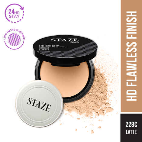 Buy Staze 9to9 HD Bright Poreless + Oil Control Compact | 228C Latte | 9 gm - Purplle