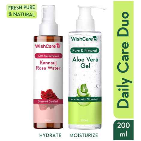 Buy WishCare Pure & Natural Aloe Vera Gel and Rose Water Combo of 2 - Purplle