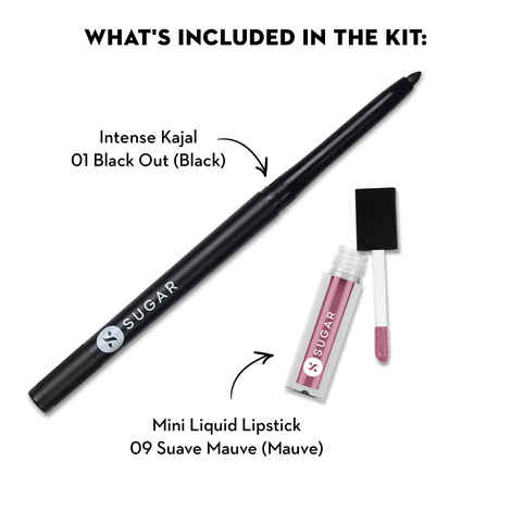 Buy SUGAR Cosmetics Smudge Me Not Mini Liquid Lipstick - 09 Suave Mauve & Kohl Of Honour Intense Kajal - 01 Black Out - 1 Pc - Purplle