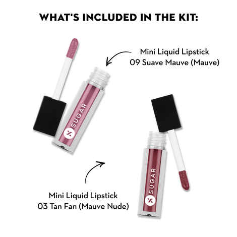 Buy SUGAR Cosmetics Smudge Me Not Mini Liquid Lipstick - 03 Tan Fan & 09 Suave Mauve - 1 Pc - Purplle
