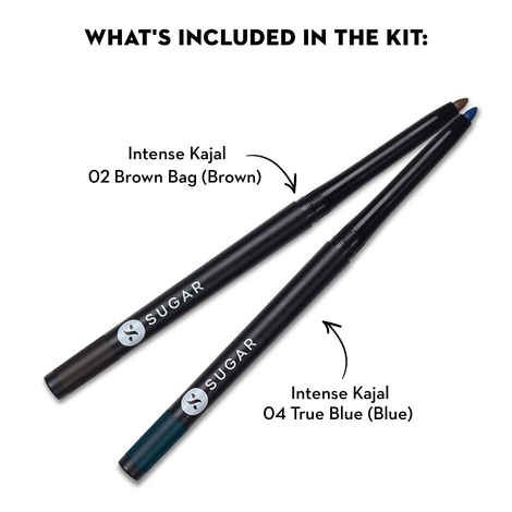 Buy SUGAR Cosmetics Kohl Of Honour - Intense Kajal - 02 Brown Bag (Brown Kajal) & 04 True Blue (Blue Kajal) - Pack of 2 - Purplle