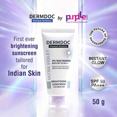Buy DERMDOC by Purplle 4% Niacinamide Brightening Sunscreen with SPF 50 Sun Protection (50 gm) | Sunblock | Sunscreen for Oily Skin I PA +++ I UV Protection I Sunscreen Gel Cream - Purplle