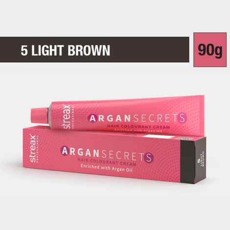 Buy Streax Professional Argan Secrets Permanent Hair Colourant Cream - Light Brown 5 ( Enriched with Argan Oil) For All hair types , 90 gm - Purplle
