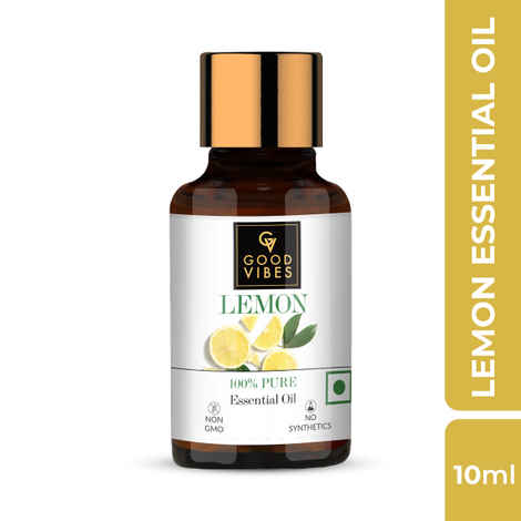 Buy Good Vibes Lemon 100% Pure Essential Oil | Anti-Dandruff, Hairfall Control, Skin Brightening | 100% Vegetarian, No GMO, No Animal Testing (10 ml) - Purplle