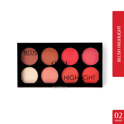Buy Glam 21 Blush Highlighter Palette | Silky pigments for long lasting shimmer look | suitable for all skin tone | 21.5 gm - Amaze-02 - Purplle