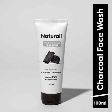 Naturali Pollution Defence Face Wash with Charcoal & Avocado | Best Face Wash for Glowing Skin | Charcoal Face Wash 100 ml