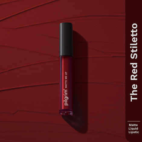 Pilgrim Liquid Lipstick The Red Stiletto, Rich Matte Colour, TransferProof, Hyderating and Lightweight,With Spanish Squalane and Hyaluronic Acid,For Woman 3 ml
