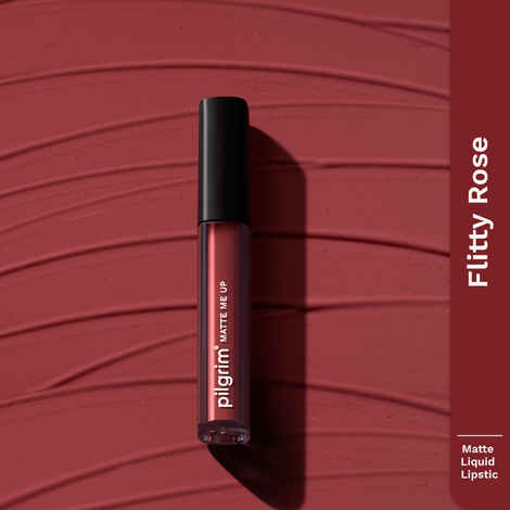 Pilgrim Liquid Lipstick Flirty Rose,Rich Matte Colour, TransferProof, Hyderating and Lightweight,With Spanish Squalane and Hyaluronic Acid,For Woman 3 ml