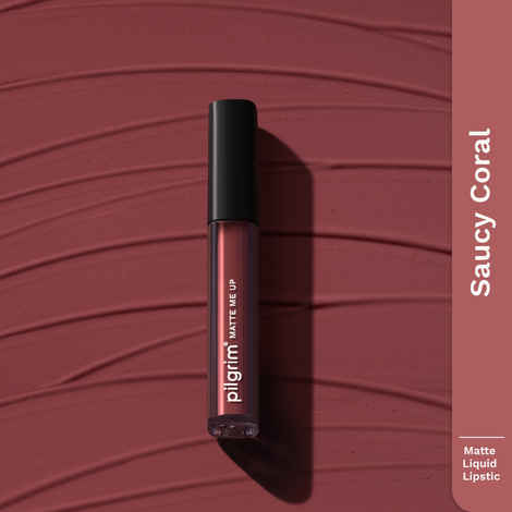 Buy Pilgrim Liquid Lipstick Saucy Coral,Rich Matte Colour, TransferProof, Hyderating and Lightweight,With Spanish Squalane and Hyaluronic Acid,For Woman 3 ml - Purplle