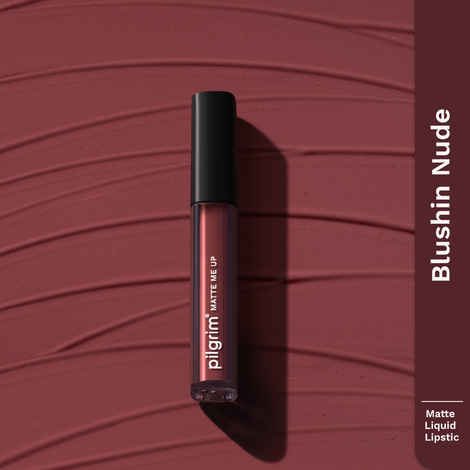 Pilgrim Liquid Lipstick Blushing Nude,Rich Matte Colour, TransferProof, Hyderating and Lightweight,With Spanish Squalane and Hyaluronic Acid,For Woman 3 ml
