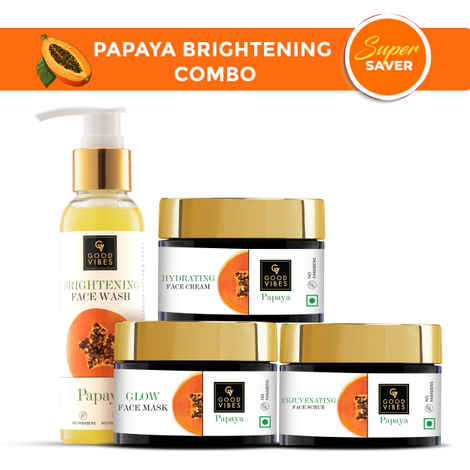 Buy Good Vibes Brightening Papaya Combo (Facewash (200 ml), Face cream(50 gm), Scrub(50 gm), Mask(50)) - Purplle