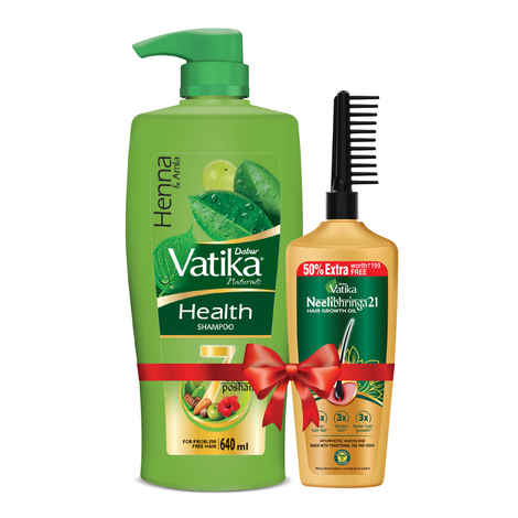 Buy Dabur Vatika Natural Nourishment Kit (Vatika Neelibringha 100 ml+50 ml & Vatika Health Shampoo 640 ml) - Purplle