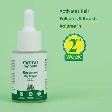 Buy Aravi Organic Rosemary & Biotin Hair Growth Serum | Strengthens Hair & Nourishes Scalp | Promotes Hair Growth & Reduces Hair Fall | Lightweight, Non-Greasy Formula | For Men & Women – 30 ml - Purplle