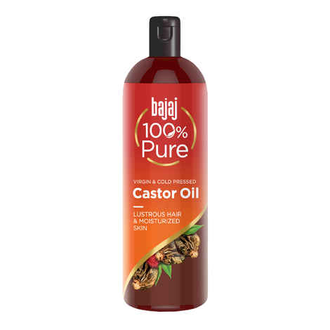 Bajaj 100% Pure Castor Oil | Virgin & Cold Pressed |Lusturous Shiny Hair & Moisturized Skin |Oil | 200ml