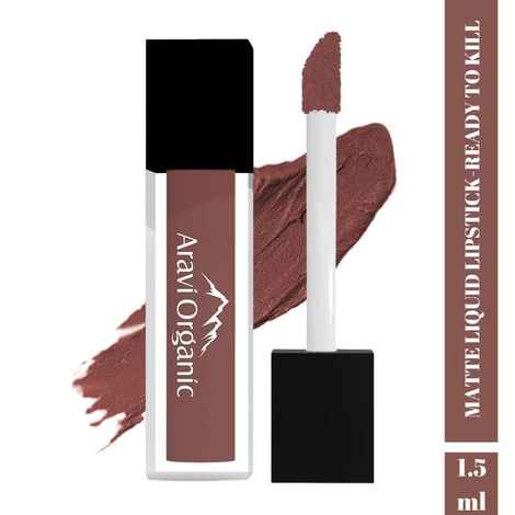 Buy Aravi Organic Soft Nude Matte Long Stay Lipstick - Matte Liquid Lipstick With Almond Oil & Vitamin E - Waterproof & Ultra Smooth - 1.5 ml (Ready To Kill) - Purplle