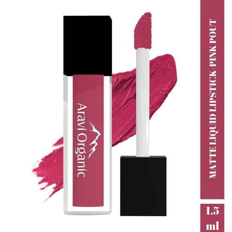 Buy Aravi Organic Soft Pink Matte Long Stay Lipstick - Matte Liquid Lipstick With Almond Oil & Vitamin E - Waterproof & Ultra Smooth - 1.5 ml (Pink Pout) - Purplle
