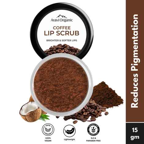 Buy Aravi Organic Coffee Lip Scrub For Brightening Dark Lips With Caffeine, Shea Butter & Cocoa Butter - For Dark,Chapped & Pigmented Lips - For Men and Women - 15 gm - Purplle