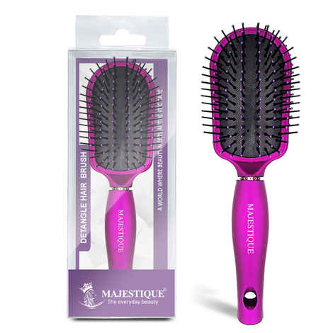 Buy Majestique Detangler Brush, Purple Series - Bio-Friendly Detangling Hair Brush Ultra-Soft Tipped Nylon for Curly, Straight, Women, Men 1 Pc - Purplle
