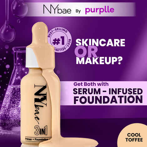 NY Bae 3 IN 1 Serum Foundation - Cool Toffee 11 (30 ml) | Infused with Primer | Moisturising I Glowing Korean Skin I Celeb Glow | Dewy Makeup | Evens Skin Tone | Ultra Glow