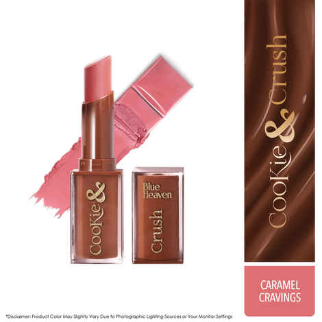 Buy Blue Heaven Cookie & Crush Matte Lipstick for Women, Long lasting lipstick, Enriched with Cocoa Butter & Rosehip oil, Softening and Nourishing Lipstick - Caramel Cravings, 3.4 gm - Purplle