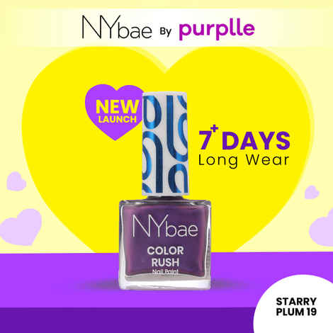 NY Bae Color Rush Nail Paint - Starry Plum 19 (5.6 ml) | Chip Resistant | Long Lasting | Quick Dry | Gel Nail Polish