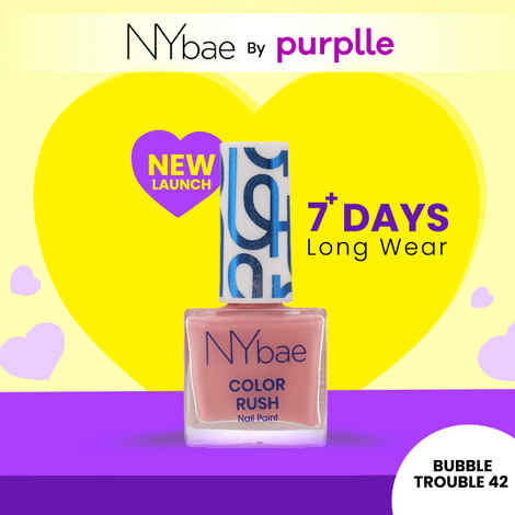 NY Bae Color Rush Nail Paint - Bubble Trouble 42 (5.6 ml) | Chip Resistant | Long Lasting | Quick Dry | Gel Nail Polish