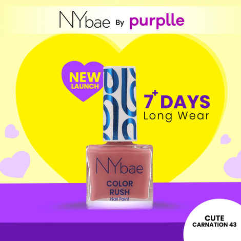 NY Bae Color Rush Nail Paint - Cute Carnation 43 (5.6 ml) | Chip Resistant | Long Lasting | Quick Dry | Gel Nail Polish