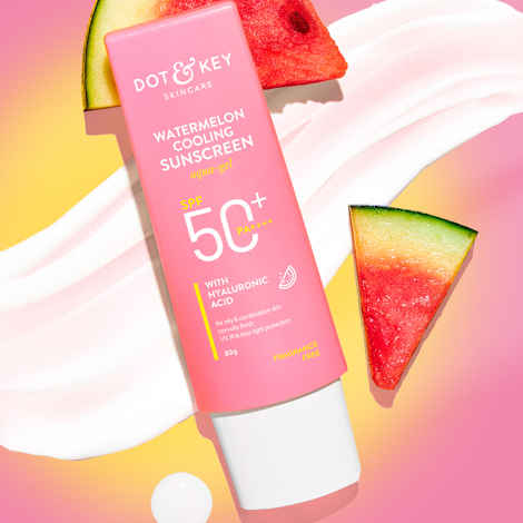 Dot & Key Watermelon Cooling Sunscreen SPF 50 PA++++ for Moisturized Skin, No White Cast, Boosts Vitamin D Absorption & Quick Absorbing - 80 gm
