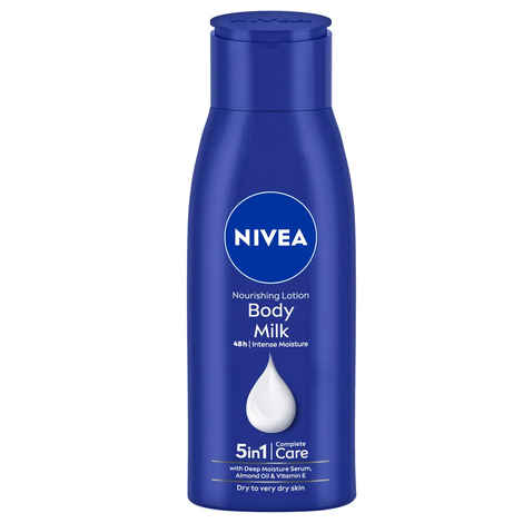 NIVEA Nourishing Body Milk 50 ml Body Lotion | 48 H Moisturization | With 2X Almond Oil | Smooth and Healthy Looking Skin |For Very Dry Skin