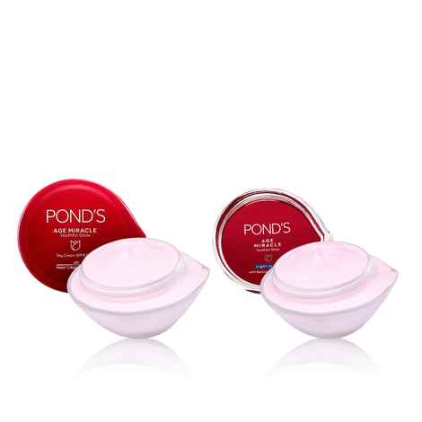Buy Ponds Age Miracle Wrinkle Corrector Day Cream + Night Cream Combo (Age Miracle Wrinkle Corrector SPF 18 PA++ Day Cream 50 g and POND’S Age Miracle Wrinkle Corrector Night Cream, 50 gm) - Purplle