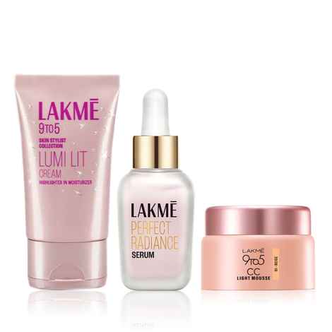 Buy Lakme No Makeup Makeup Must Haves combo (Lumi Skin Cream(30 gm) and Absolute Perfect Radiance Serum(15 ml)+ 9 To 5 CC Mousse - Beige(25 gm)) - Purplle