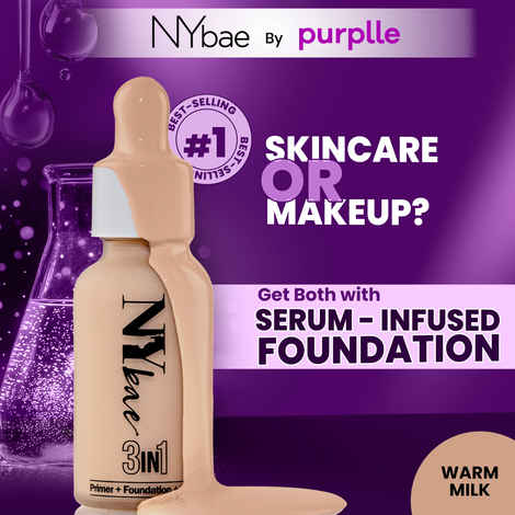 NY Bae 3 IN 1 Serum Foundation - Warm Milk 09 (30 ml) | Infused with Primer | Moisturising I Glowing Korean Skin I Celeb Glow | Dewy Makeup | Evens Skin Tone | Ultra Glow