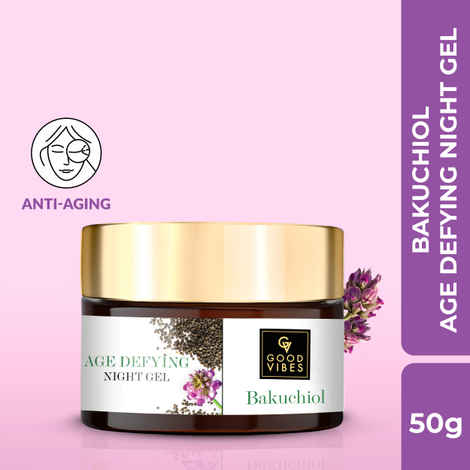 Buy Good Vibes Bakuchiol Age Defying Night Gel | With Retinol, Anti-Aging | No Parabens, No Mineral Oils, No Sulphates, No Animal Testing, Vegan (50 gm) - Purplle