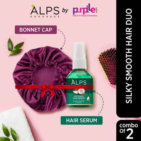Buy Alps Goodness Silky Smooth Hair Duo with Softening Hair Serum & Luxurious Satin Bonnet I Anti-Frizz Combo I No Breakage I No Dryness I Pack of 2 - Purplle
