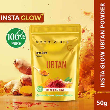 Good Vibes Ubtan Insta Glow Powder | 100% Natural, No Preservatives, No Pesticides, No Parabens, No Silicones, No Sulphates, No Animal Testing (50 gm)