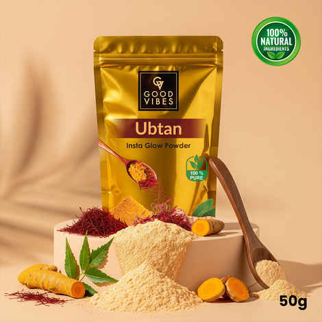 Good Vibes Ubtan Insta Glow Powder | 100% Natural, No Preservatives, No Pesticides, No Parabens, No Silicones, No Sulphates, No Animal Testing (50 gm)