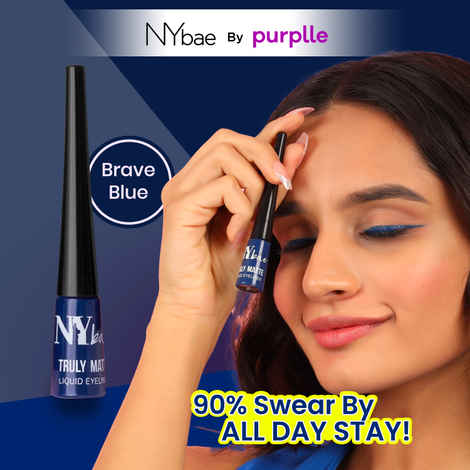 NY Bae Truly Matte Liquid Eyeliner - Brave Blue (4.5 ml) | Colored Eyeliner | Waterproof | Long Lasting | Smudgeproof | Quick Dry | Eye Makeup