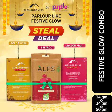 Buy Alps Goodness Festive Pack Combo With Dragon Fruit, Gold Facial Kit & Beetroot Powder | Festive Combo | Facial Kit & beetroot powder | Best for glowing skin | Super savings pack | Best gift for women - Purplle
