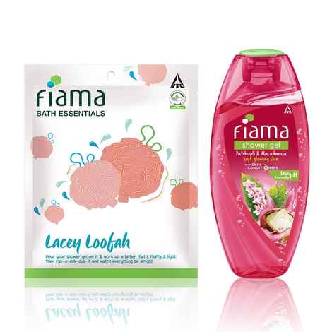 Buy Fiama Shower Gel Patchouli & Macadamia(250 ml) + Fiama Bath Essential Lacey Loofah, Pack of 1 - Purplle