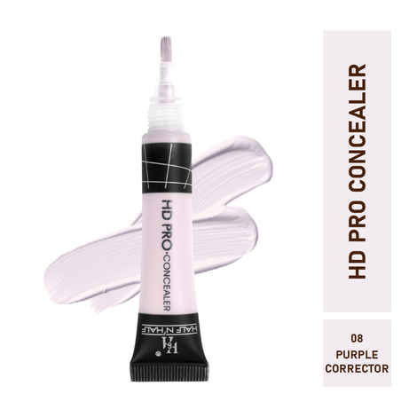 Half N Half HD-Pro Face Makeup Cream Concealer Blemish Cover Dark Circle Full Coverage Colour Correcting Matte & Pore less Ultra Blendable Lightweight , Purple Corrector (8 gm)