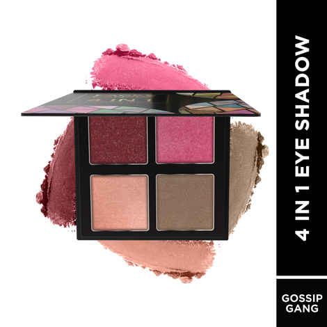 FACES CANADA 4 IN 1 Quad Eyeshadow Palette - Gossip Gang 04, 4.8 gm | Shimmer & Matte Shades | Satin Matte Finish Eye Shadow Quartet | Intense Pigment | Long Lasting | Vitamin E Enriched | Vegan