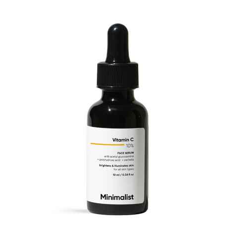 Buy Minimalist Vitamin C 10% Face Serum for For Brighter, Glowing & Healthy Looking Skin which also reduce Sun Damage, 10 ml - Purplle