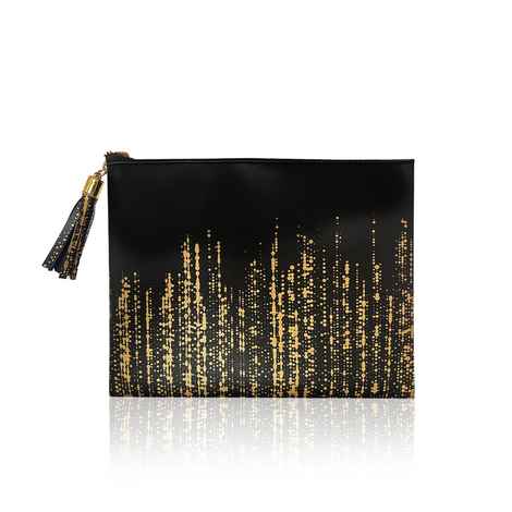 Lakme Black Pouch with Golden Print 1 Pc