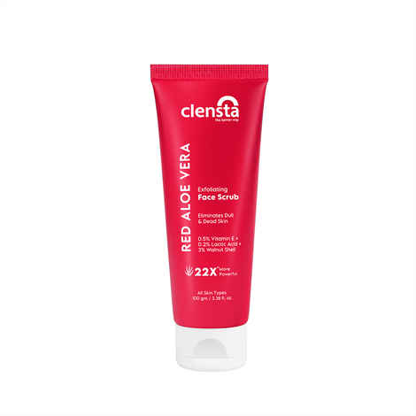 Clensta Exfoliating Face Scrub | With Walnut Shell and Red Aloe Vera | Removes Tan and Brighten Skin tone | For All Men & Women 100 gm