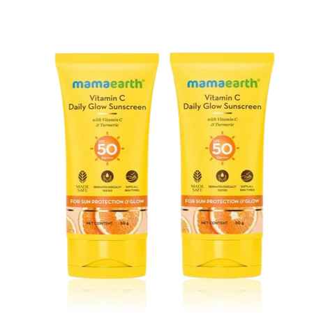 Mamaearth Sun Glow Essentials: Vitamin C Sunscreen - Pack of 2 (2 x 50 g)