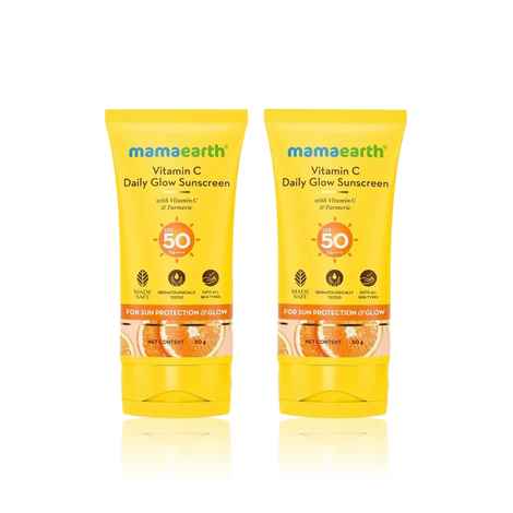 Mamaearth Sun Glow Essentials: Vitamin C Sunscreen - Pack of 2 (2 x 50 g)
