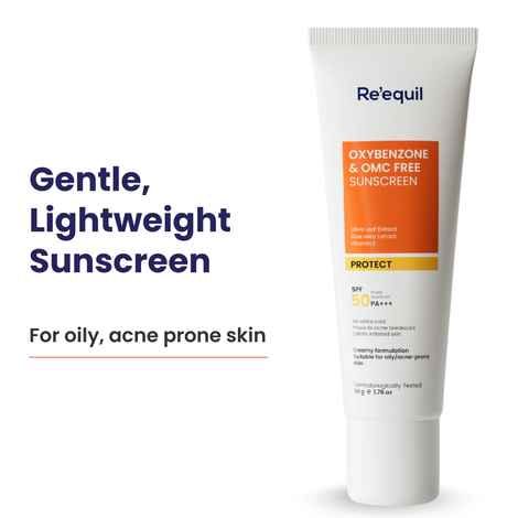 Buy Re'equil Oxybenzone & OMC Free Sunscreen Spf 50 For Oily, Acne Prone Skin 50 gm - Purplle