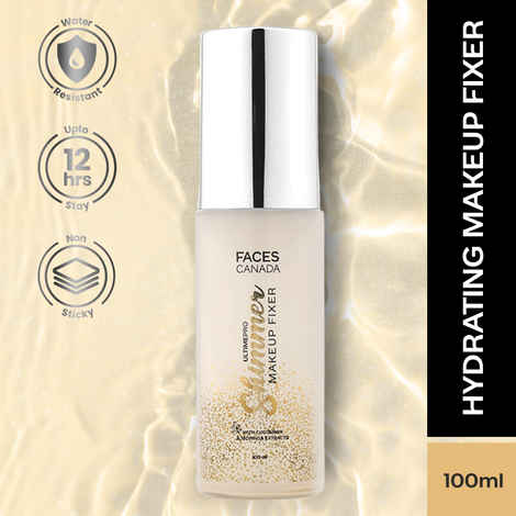 FACES CANADA Ultime Pro Shimmer Makeup Fixer, 100 ml | Long Lasting Makeup Setting Spray | Keeps Makeup Intact | Glamourous Shimmer Finish | Hydrates, Soothes & Refreshes Skin | Alcohol Free