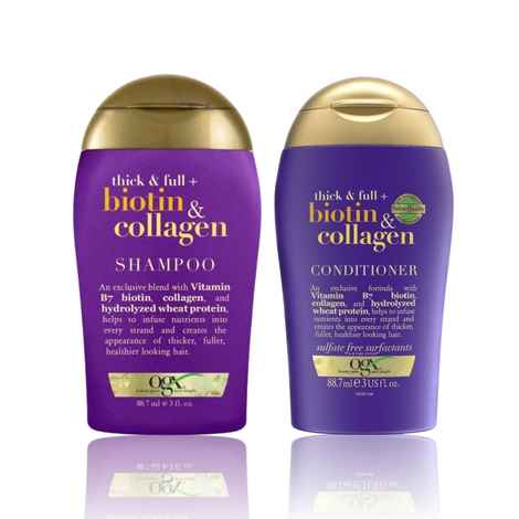 Buy OGX Voluminous Boost Mini Duo for Thin Hair, Thickening Shampoo with Vitamin B7 & Hydrolyzed Wheat Protei: Biotin & Collagen Shampoo + Conditioner Set - 88.7 ml Each - Purplle